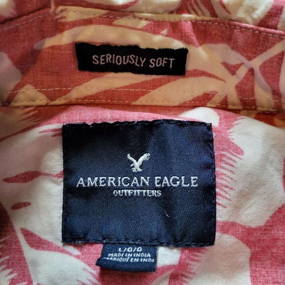American Eagle Outfitters AEO Seriously Soft Hawaiian Button Up Shirt Large - Picture 3 of 7